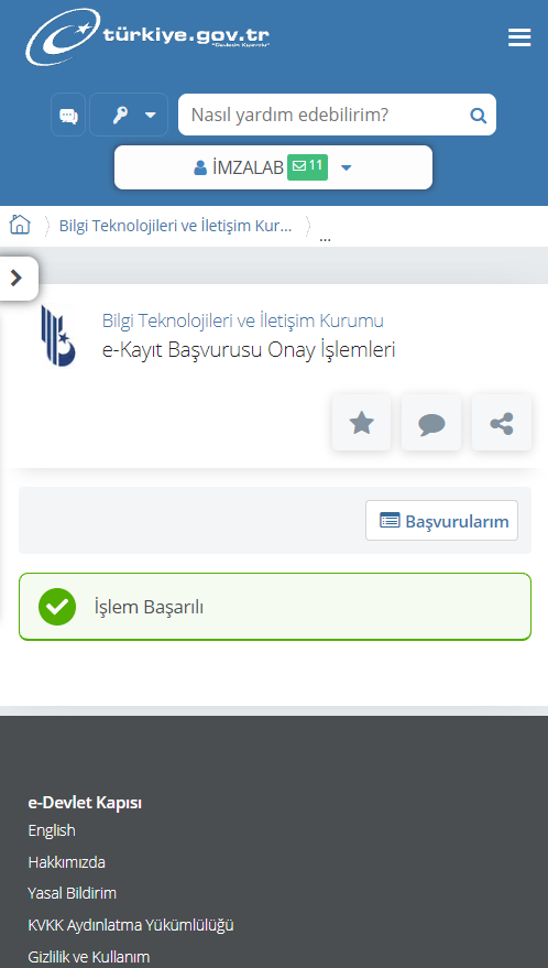 İşlem başarılı - Telefon