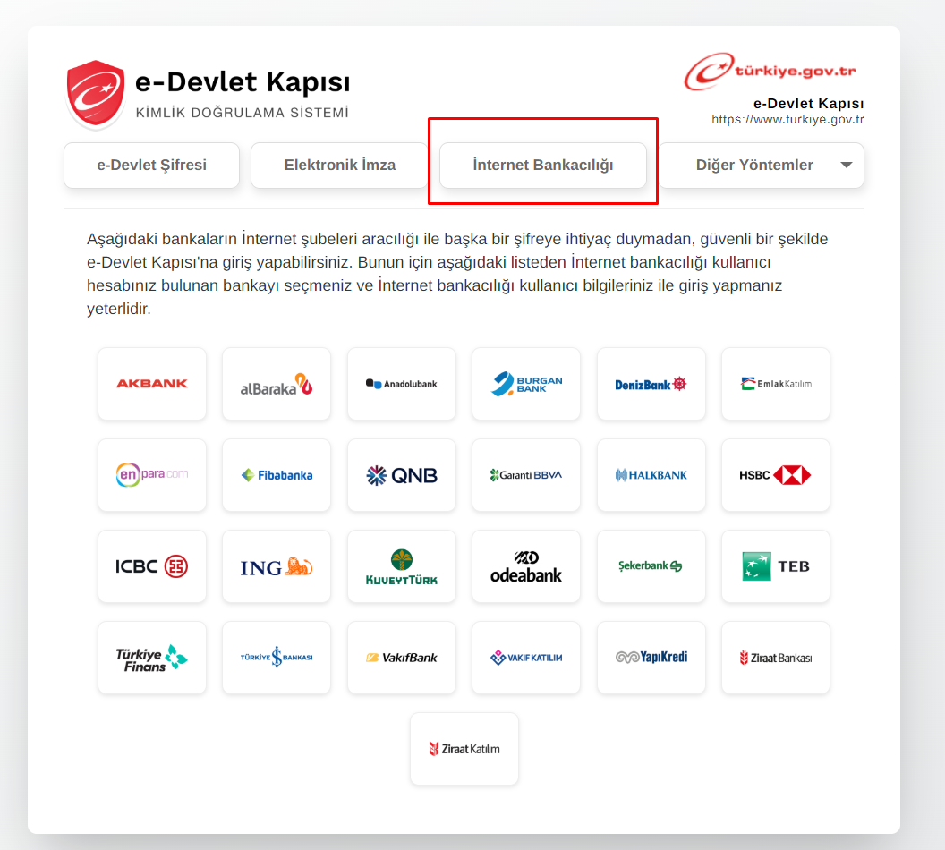 İnternet bankacılığı ile giriş - Bilgisayar
