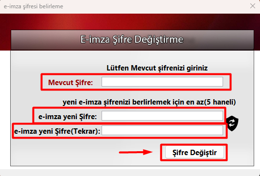 PIN şifre değiştirme adım 3