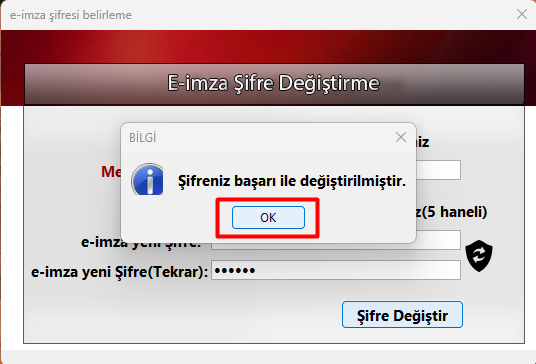 PIN şifre değiştirme adım 4